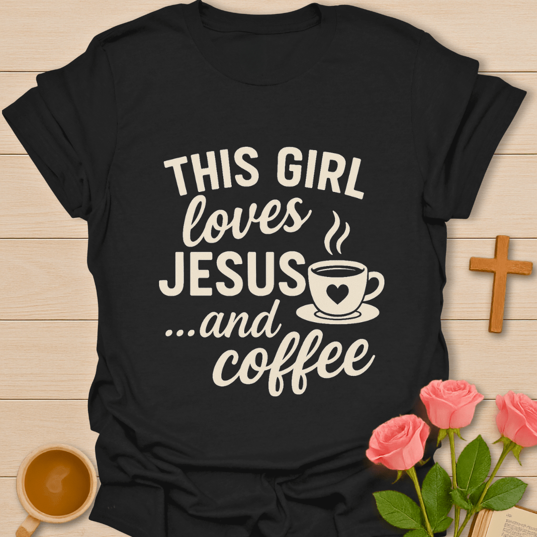 This Girl Loves Jesus & Coffee T-Shirt T-Shirt