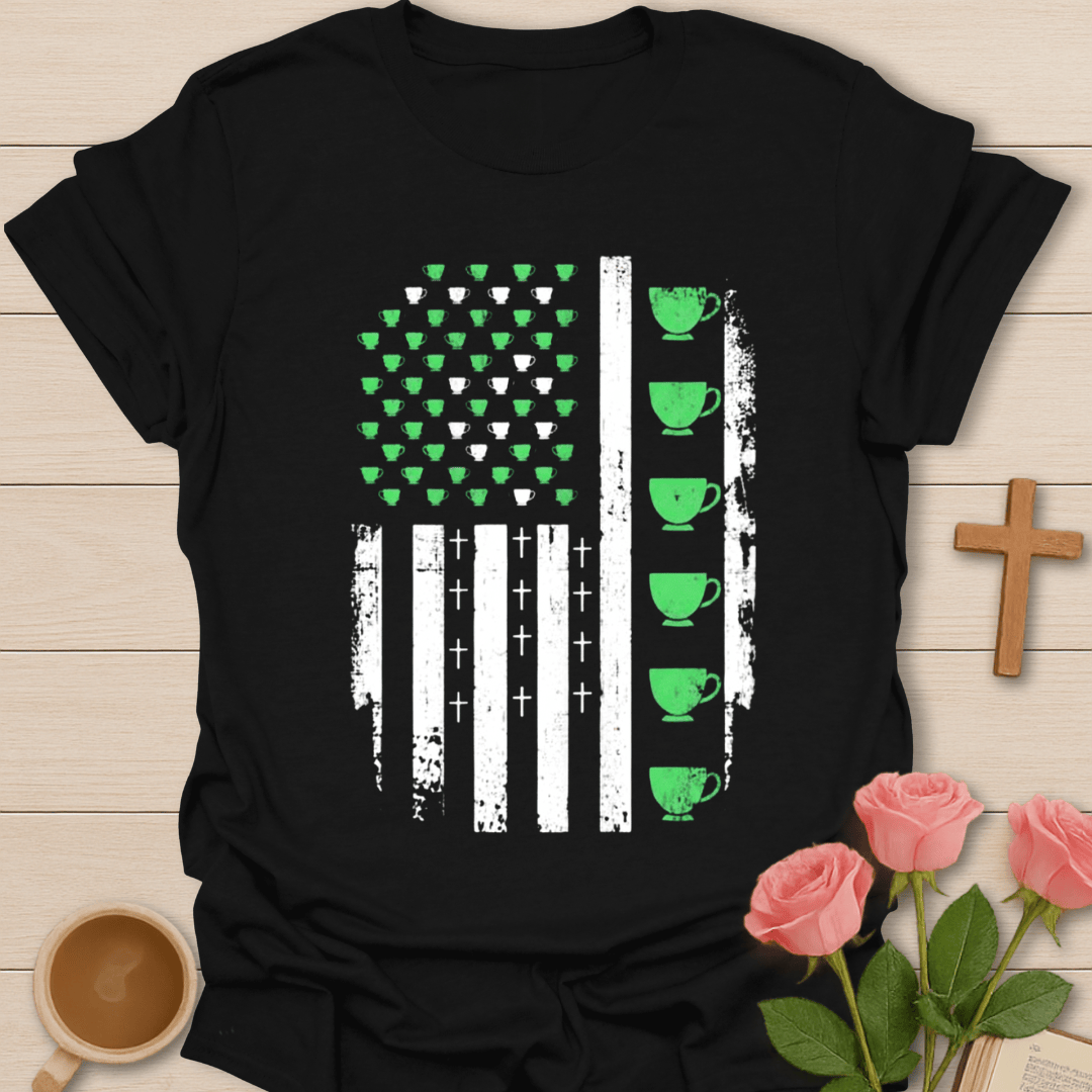 Faith & Irish Tea US Flag T-Shirt T-Shirt