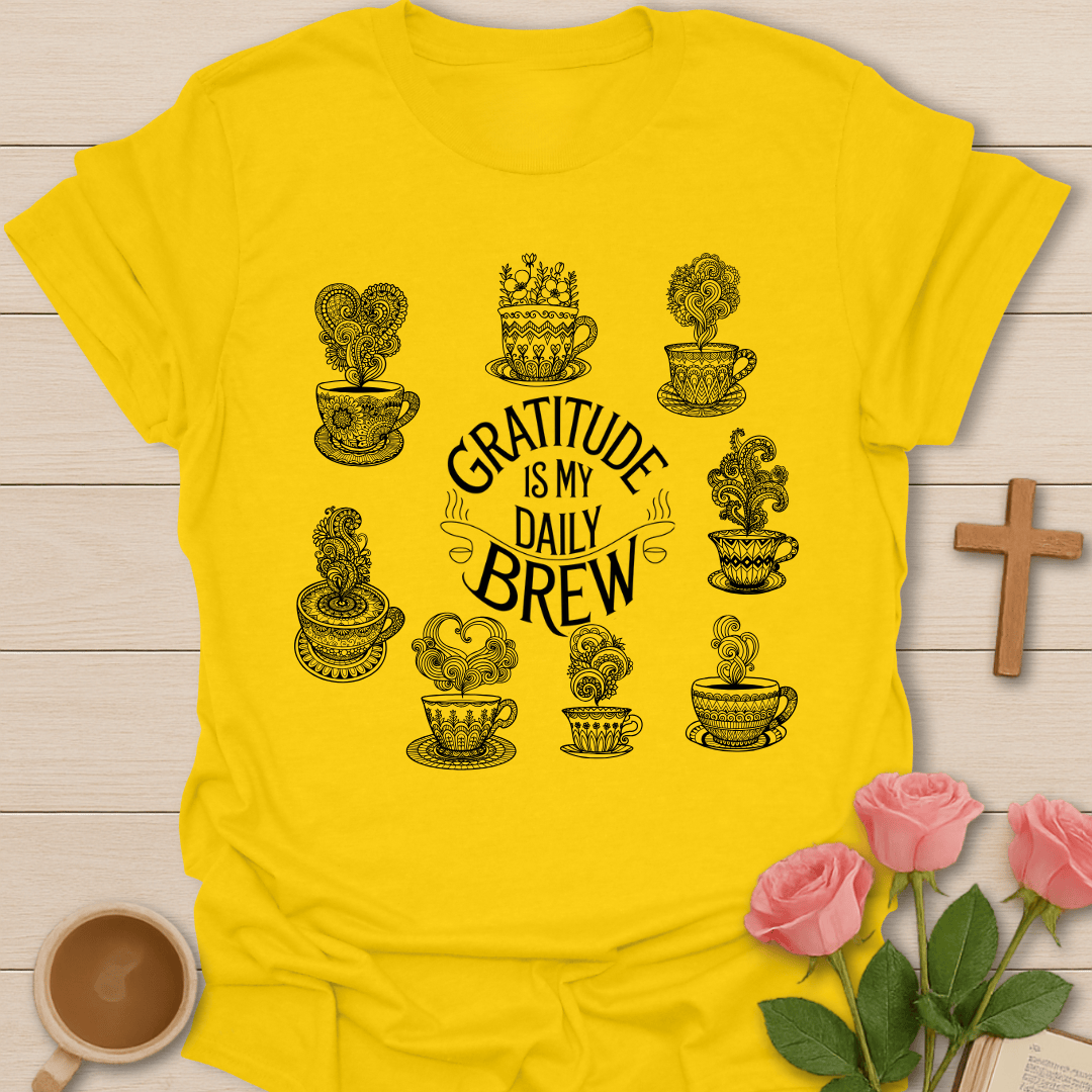 Gratitude Is My Daily Brew: Mandala T-Shirt