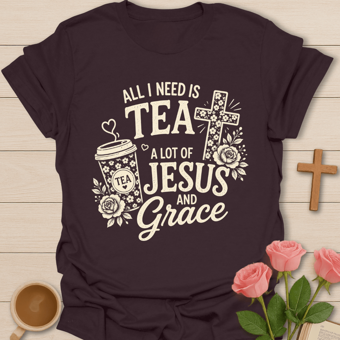Tea Jesus and Grace T-Shirt KozzyCo Christian and tea lover design