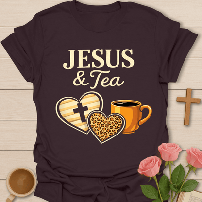 Jesus & Tea Christian Heart T-Shirt T-Shirt