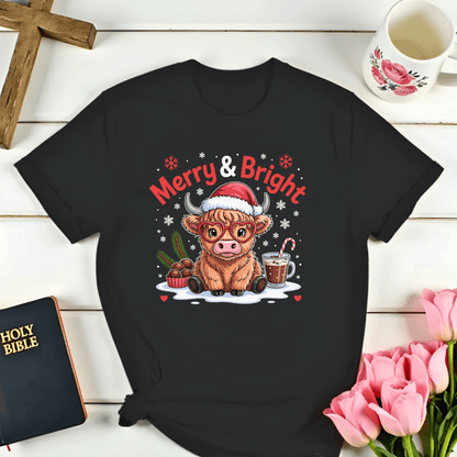 Merry & Bright Highlander Cow T-Shirt