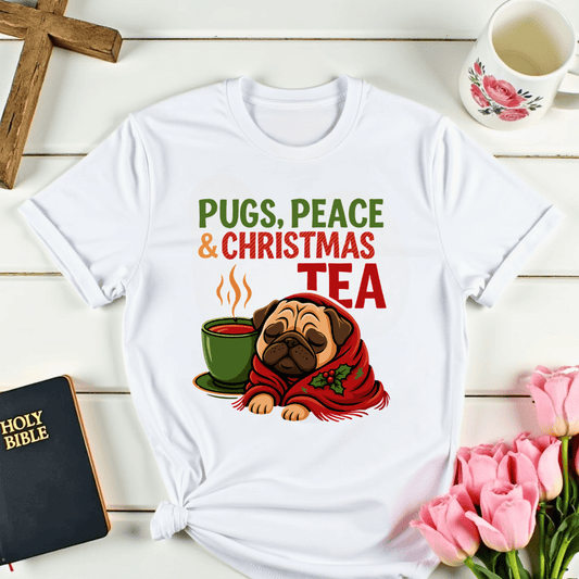 Pugs, Peace & Christmas Tea T-Shirt