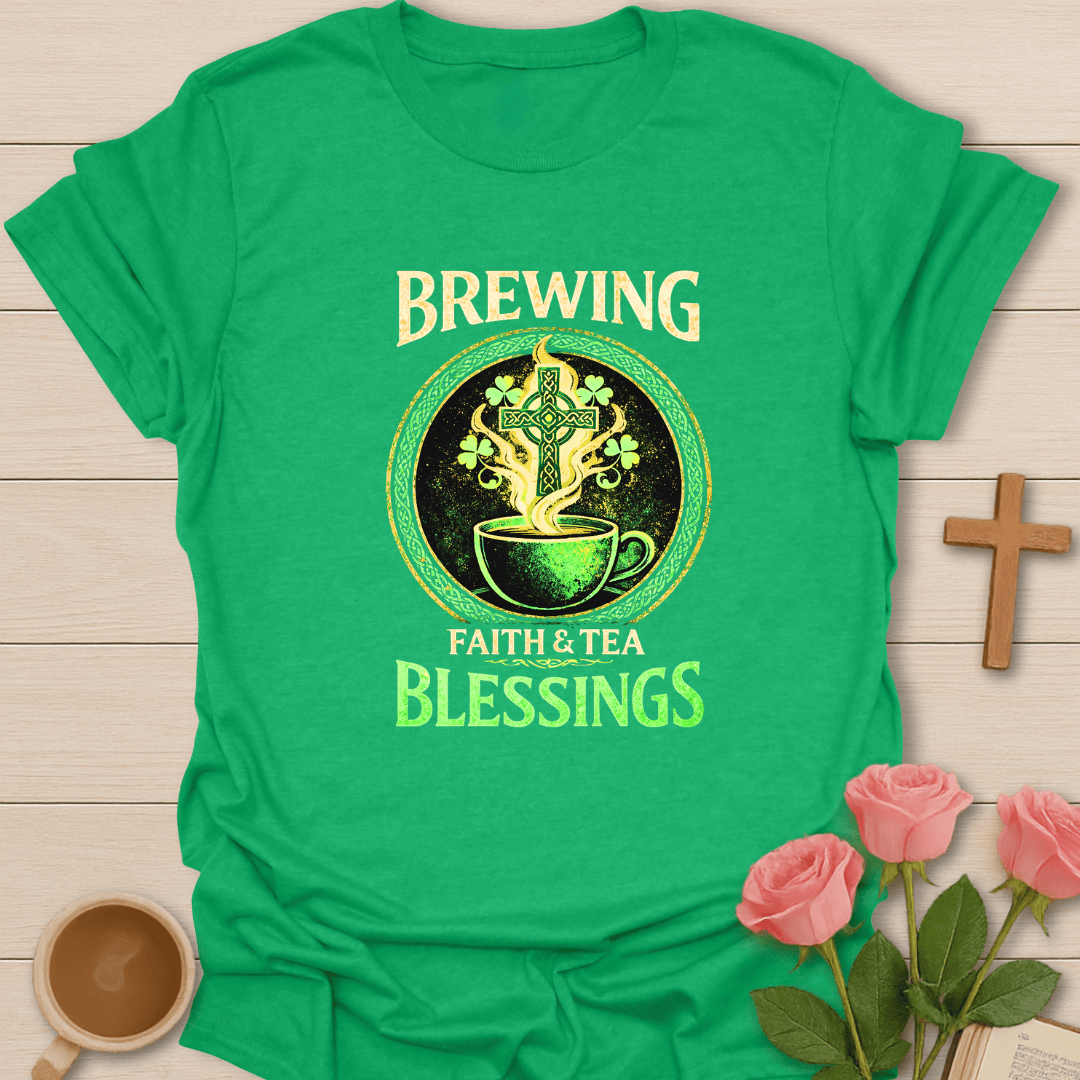 Brewing Faith & Tea Blessings Irish T-Shirt T-Shirt