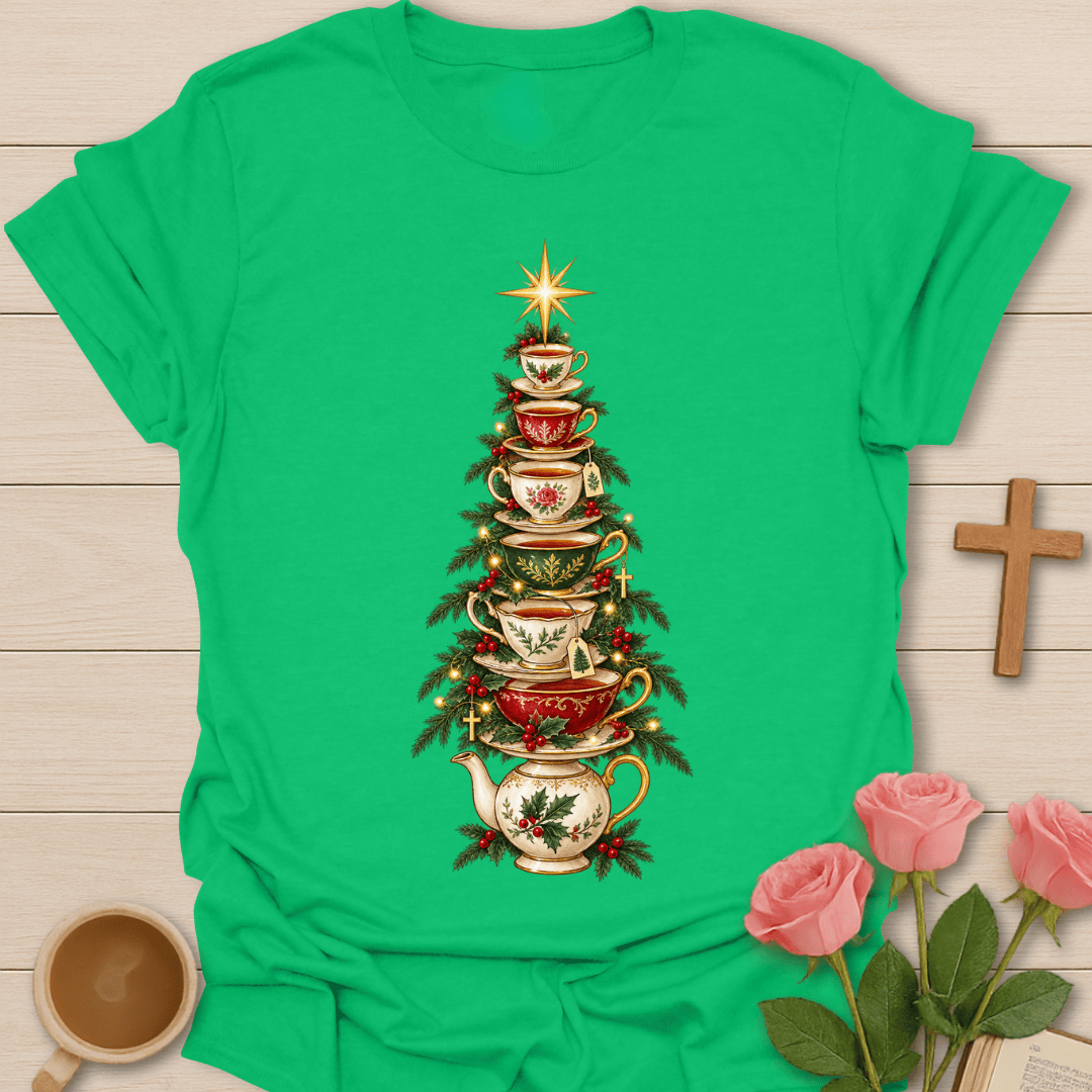 Tea Cup Teapot Christmas Tree T-Shirt