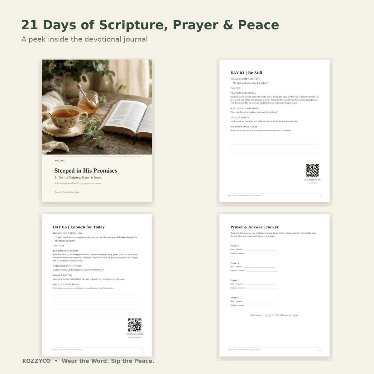 Steeped in His Promises – 21-Day Tea & Scripture Devotional Journal (Printable PDF)