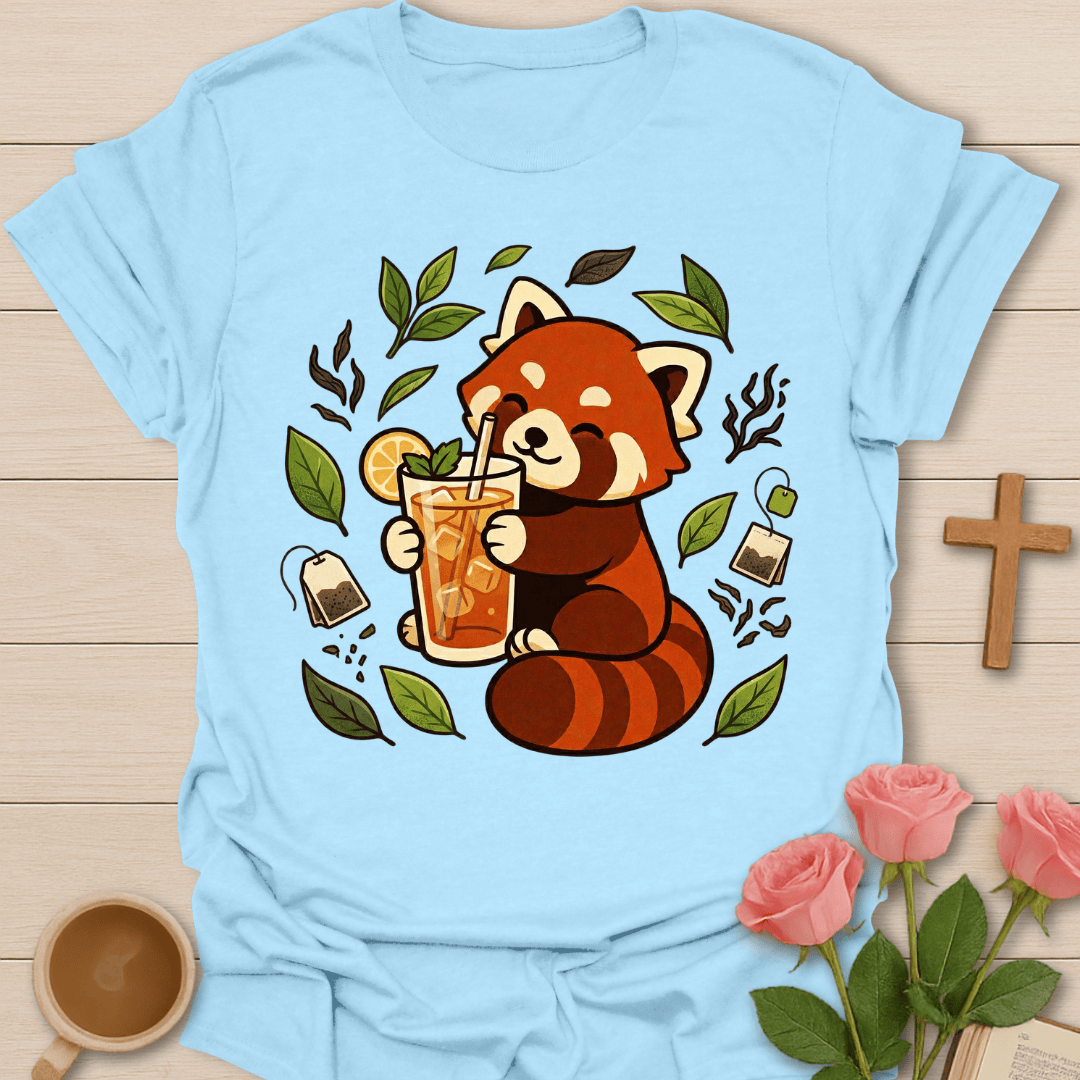 Cozy Raccoon Tea Lover T-Shirt T-Shirt