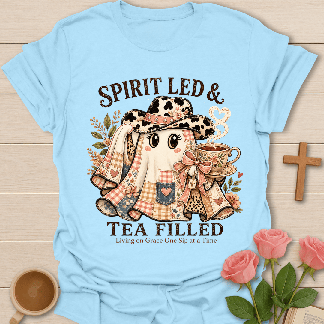 Spirit Led Tea Filled T-Shirt KozzyCo Christian and tea lover design
