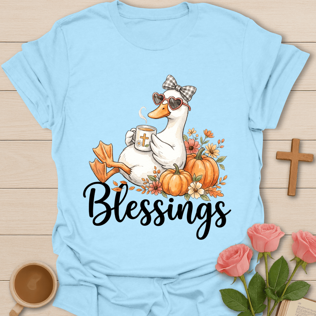 Autumn Blessings Goose T-Shirt KozzyCo Christian and tea lover design