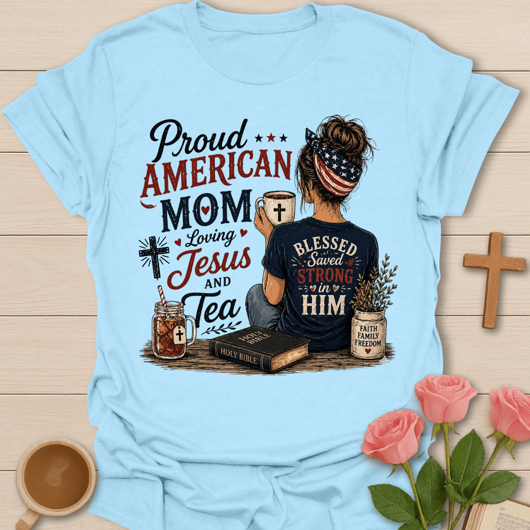 Blessed Proud American Mom T-Shirt T-Shirt