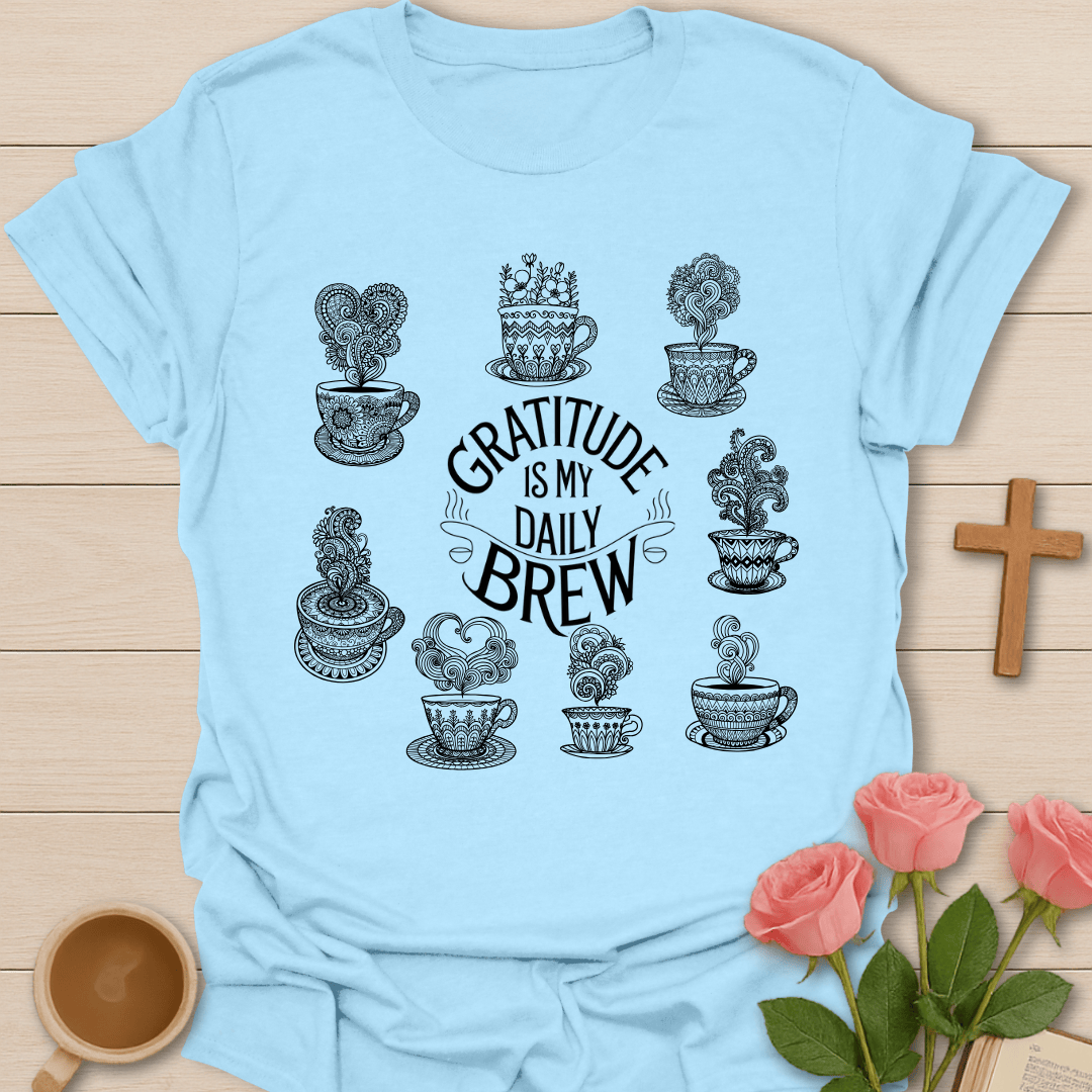 Gratitude Is My Daily Brew: Mandala T-Shirt