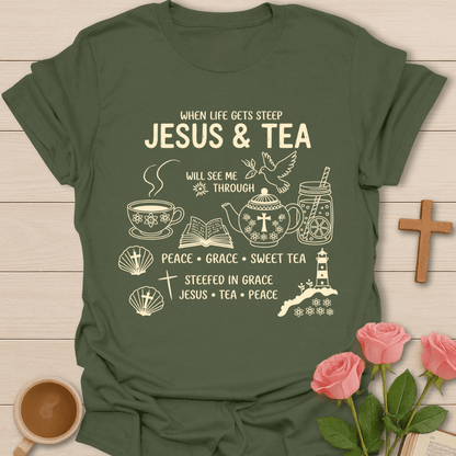 Jesus & Tea See Me Through T-Shirt KozzyCo Christian and tea lover design