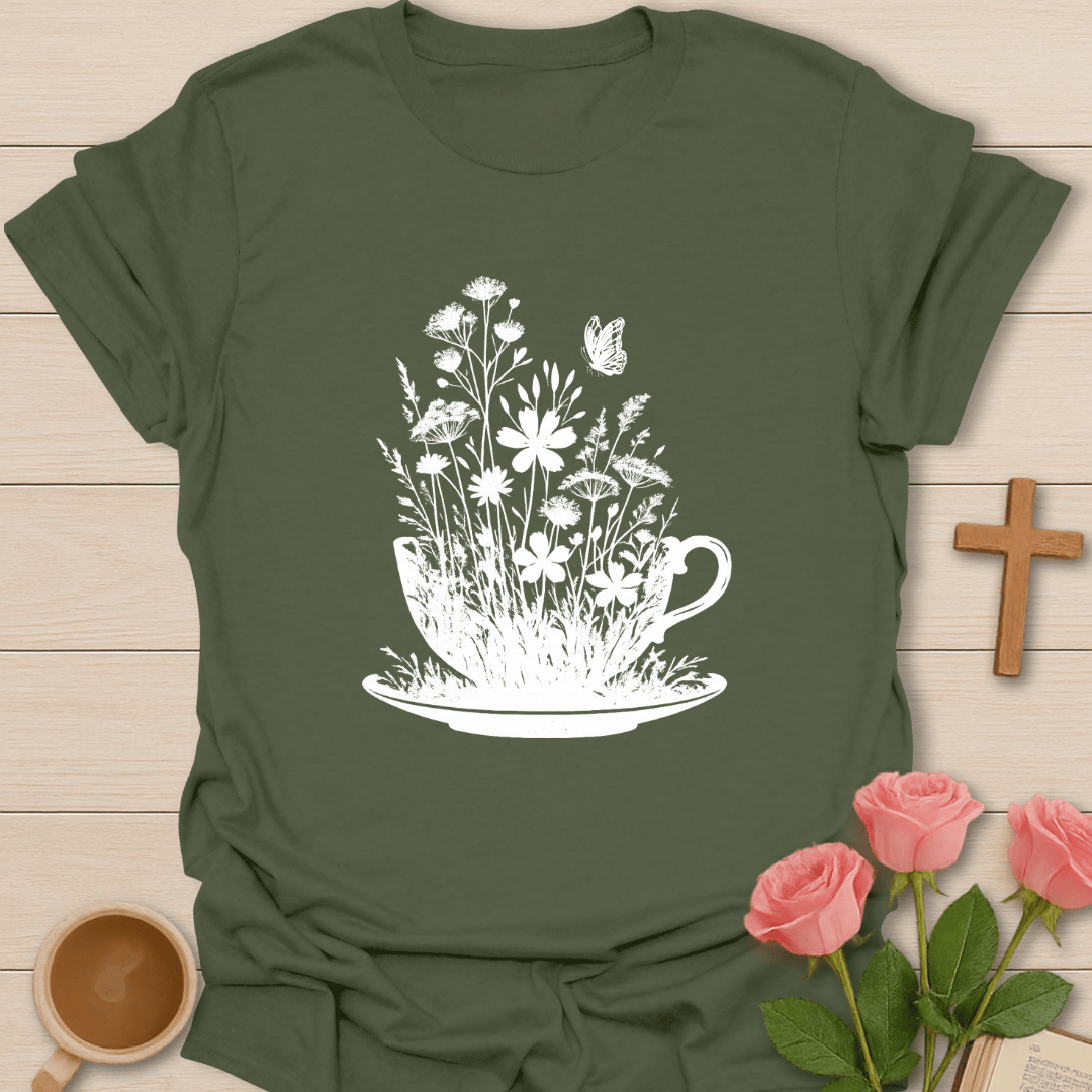 Floral Tea Cup T-Shirt T-Shirt