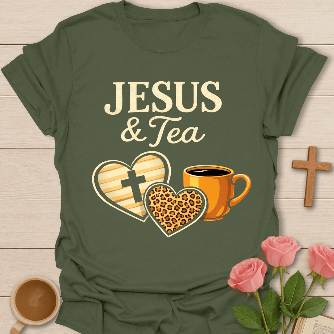 Jesus & Tea Christian Heart T-Shirt T-Shirt
