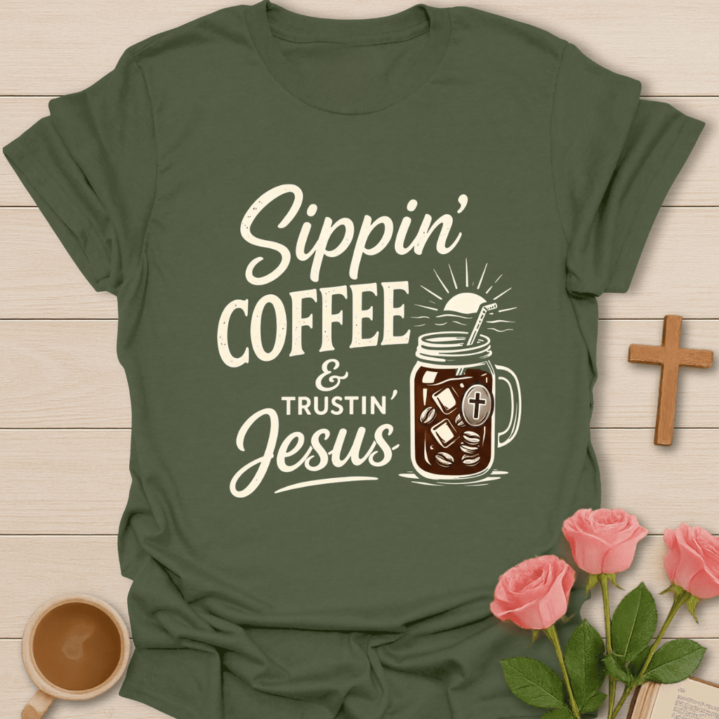 Sippin Coffee & Trustin God T-Shirt T-Shirt