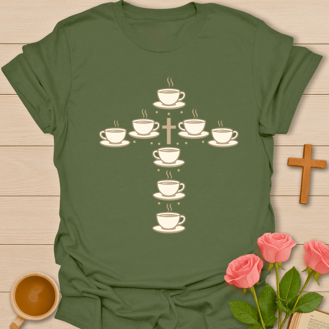 Christian Teacups Cross T-Shirt