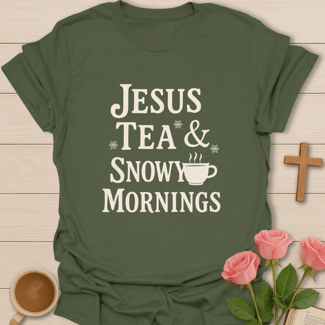 Jesus, Tea & Snowy Mornings T-Shirt T-Shirt