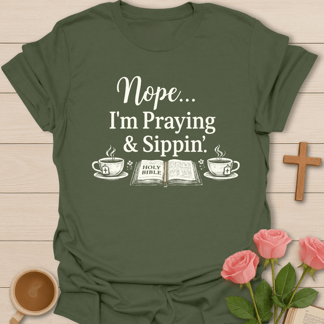 Praying Sipping Tea  T-Shirt T-Shirt
