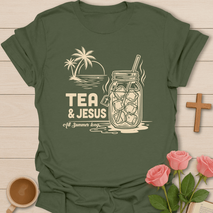 Summer Tea & Jesus T-Shirt KozzyCo Christian and tea lover design