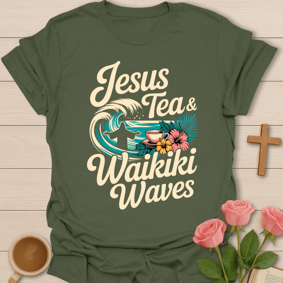 Jesus, Tea & Waikiki Waves T-Shirt T-Shirt