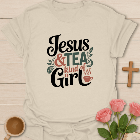 Jesus & Tea Kind Of Girl T-Shirt - Kozzy Co Natural / S