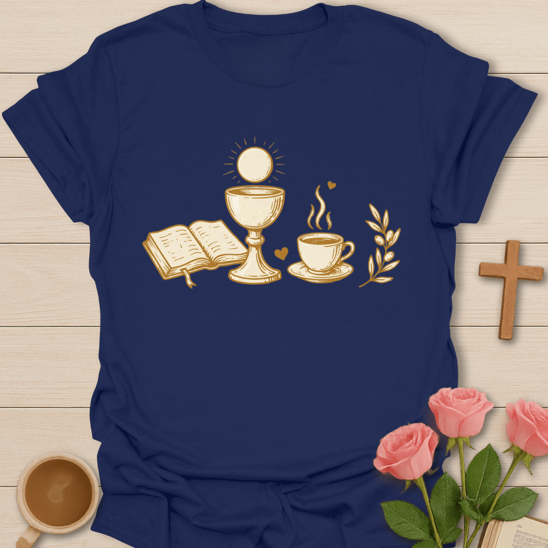 Eucharist & Tea T-Shirt KozzyCo Christian and tea lover design
