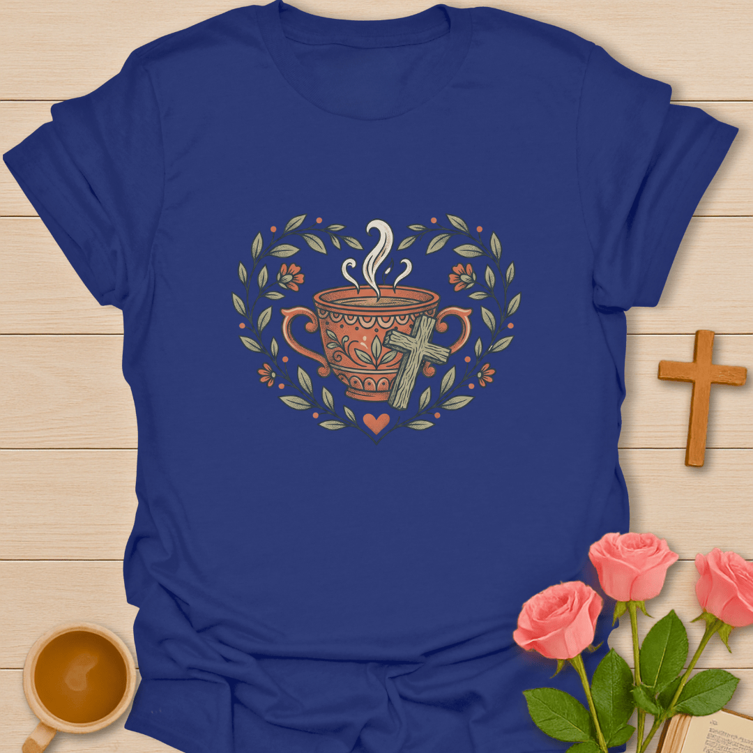 Faith & Tea Floral Heart  T-Shirt