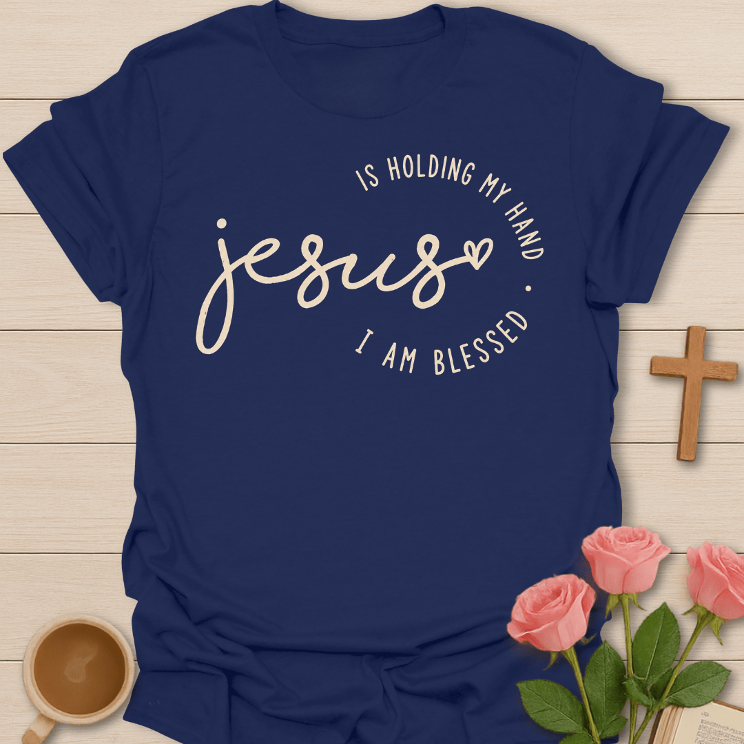 Jesus Holds My Hand T-Shirt KozzyCo Christian and tea lover design