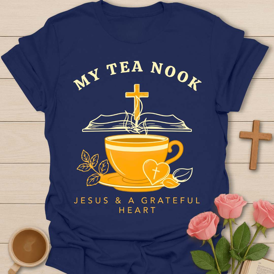 My Tea Nook Grateful Heart T-Shirt KozzyCo Christian and tea lover design