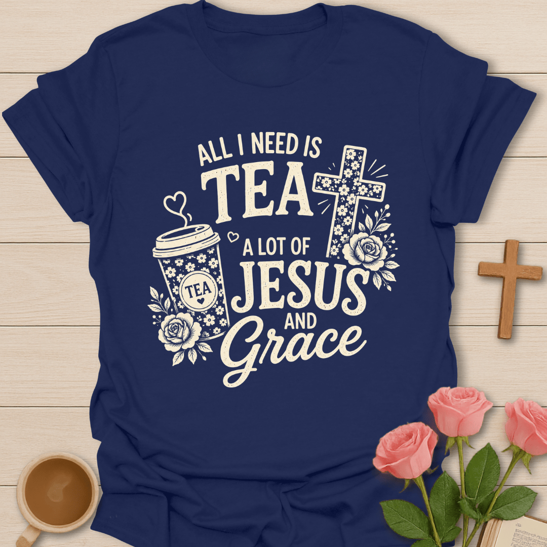 Tea Jesus and Grace T-Shirt KozzyCo Christian and tea lover design