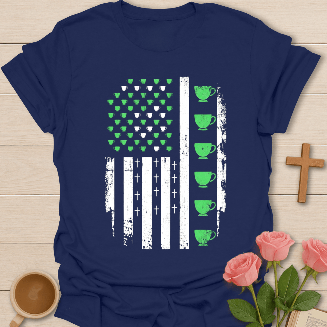 Faith & Irish Tea US Flag T-Shirt T-Shirt