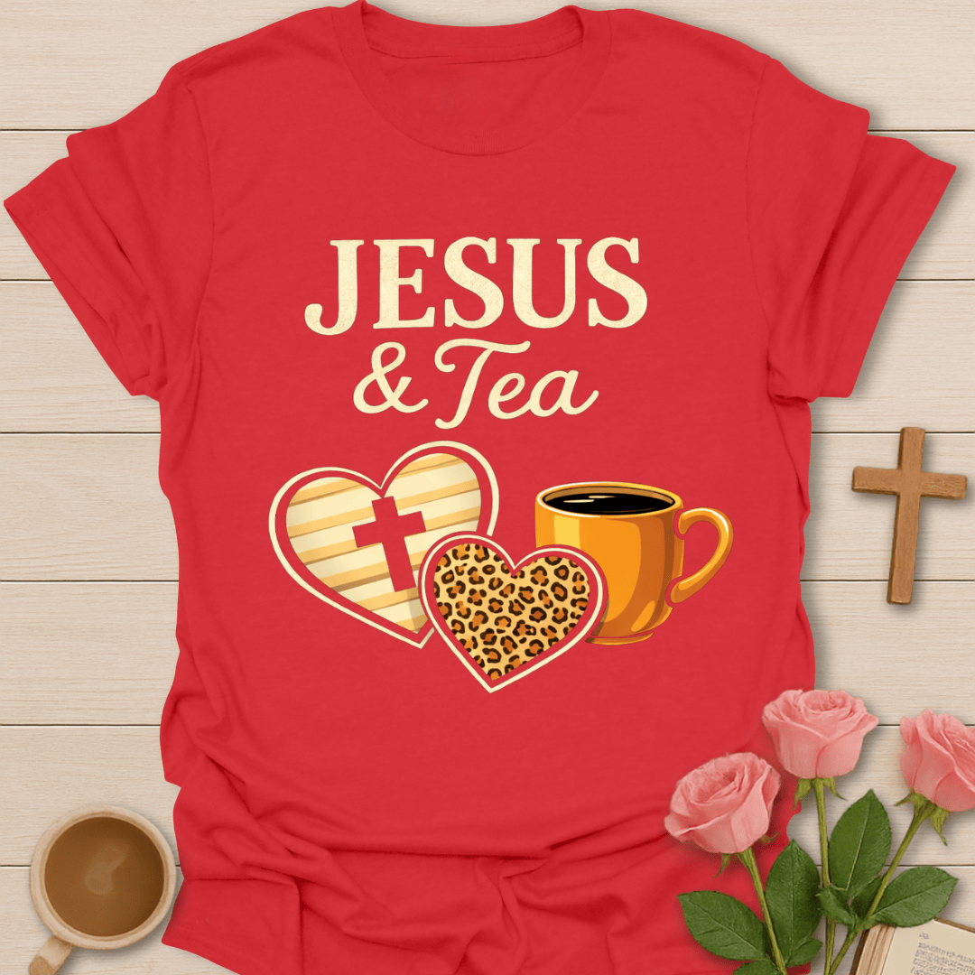 Jesus & Tea Christian Heart T-Shirt T-Shirt