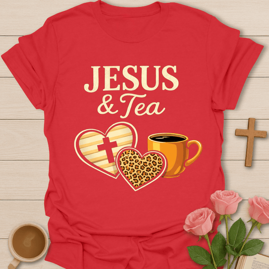 Jesus & Tea Christian Heart T-Shirt T-Shirt