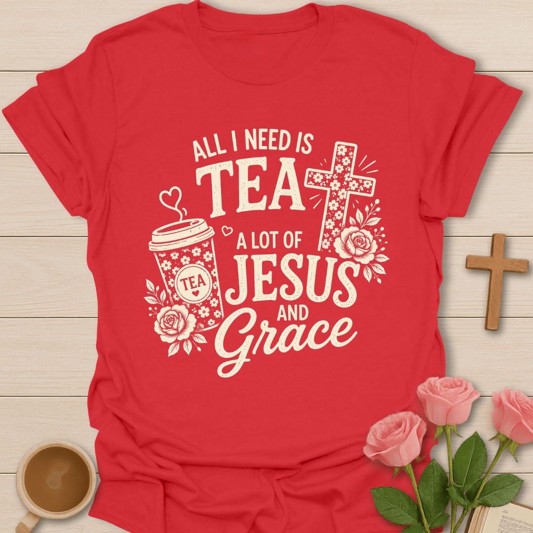 Tea Jesus and Grace T-Shirt KozzyCo Christian and tea lover design