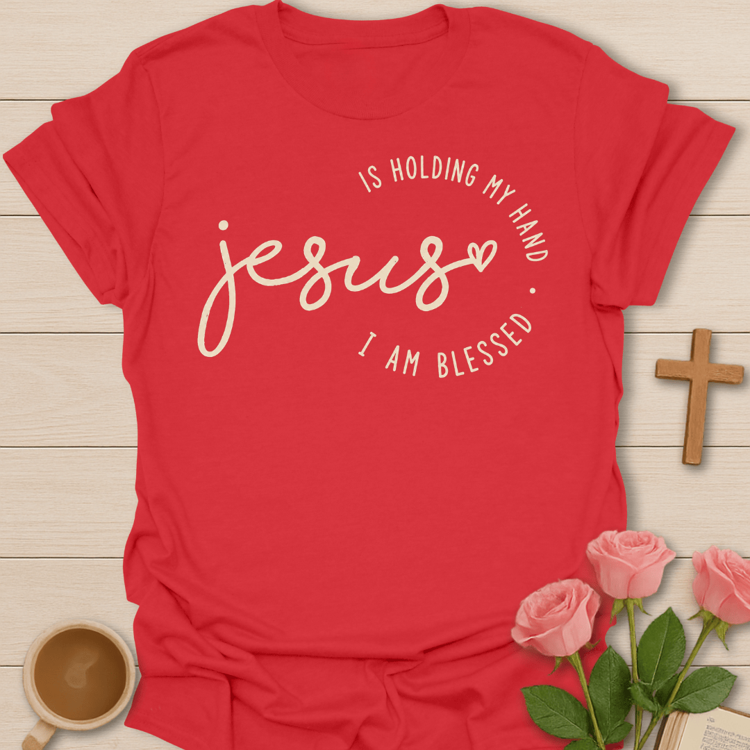 Jesus Holds My Hand T-Shirt KozzyCo Christian and tea lover design