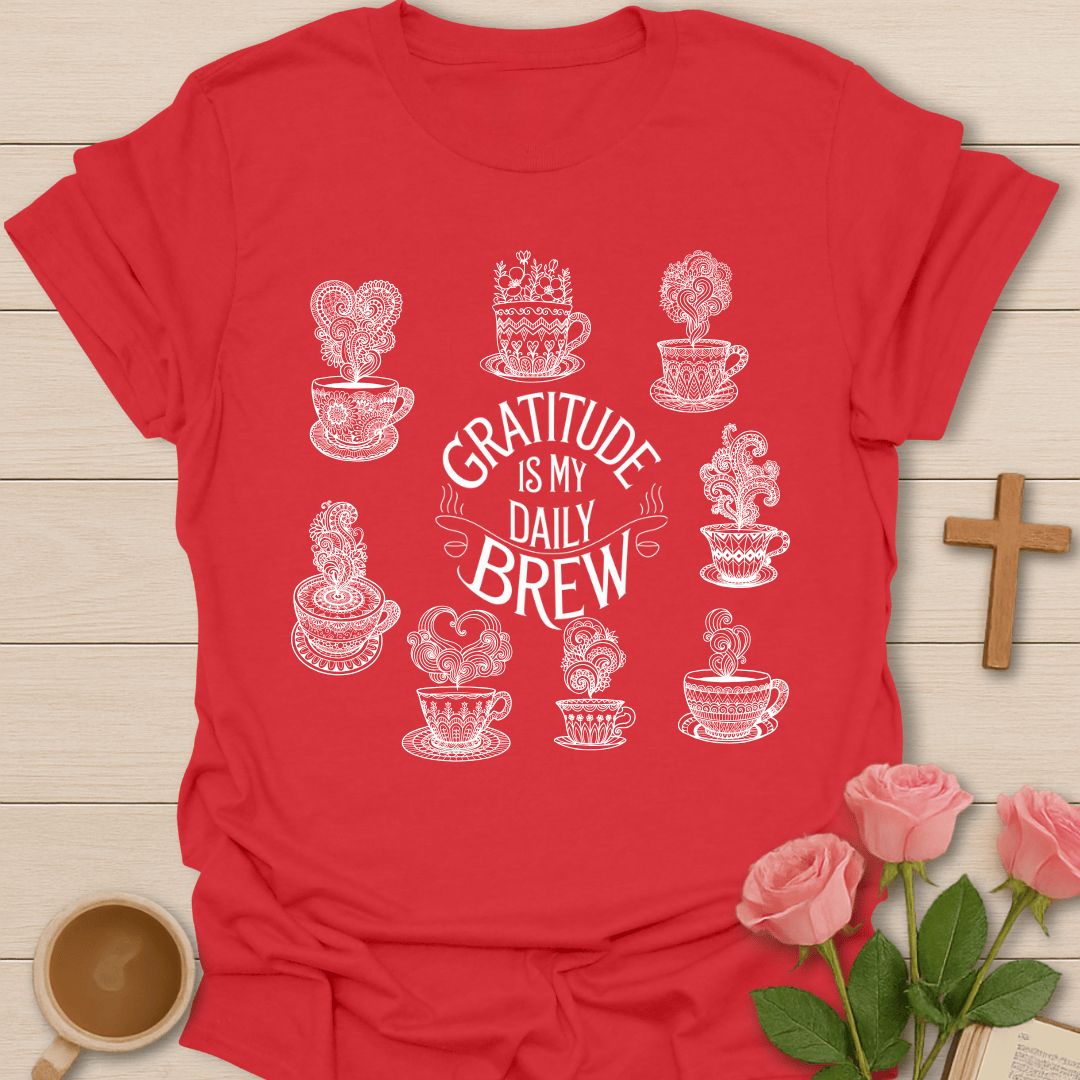 Gratitude Is My Daily Brew: Mandala T-Shirt