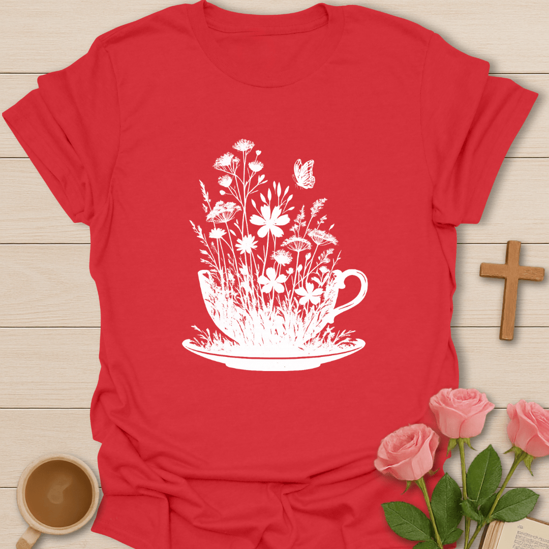 Floral Tea Cup T-Shirt T-Shirt