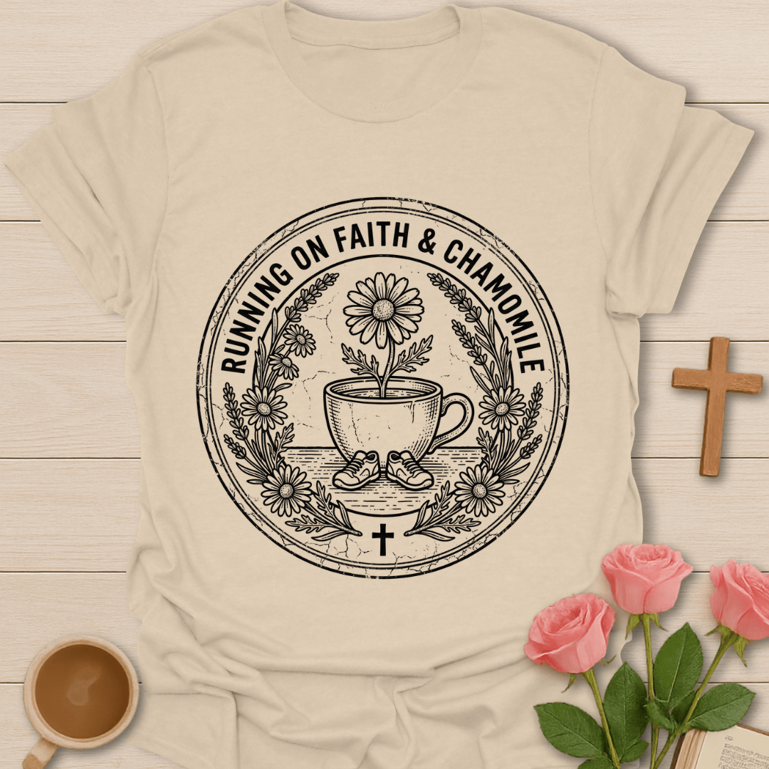 Faith and Chamomile T-Shirt KozzyCo Christian and tea lover design