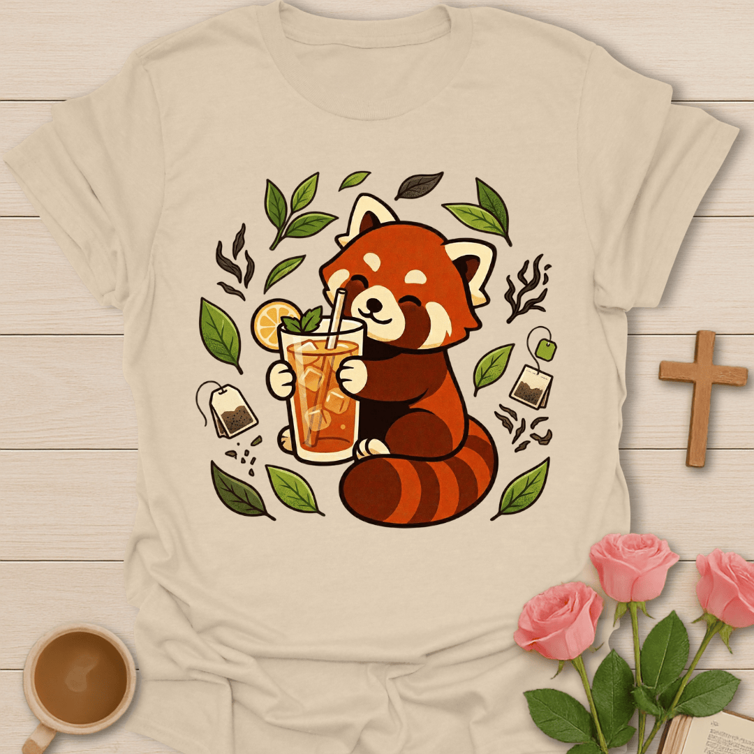 Cozy Raccoon Tea Lover T-Shirt T-Shirt