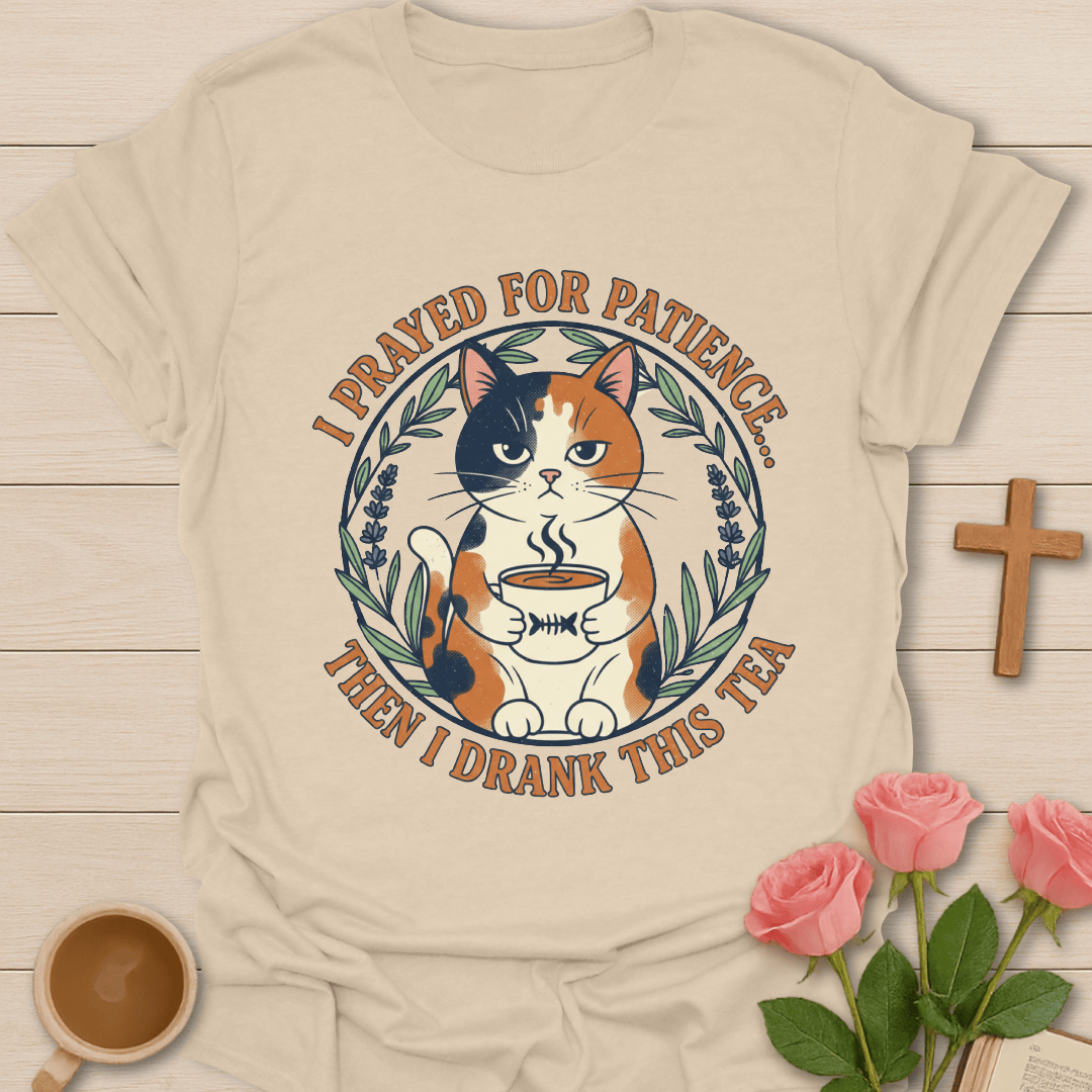 Patience Cat Tea T-Shirt T-Shirt
