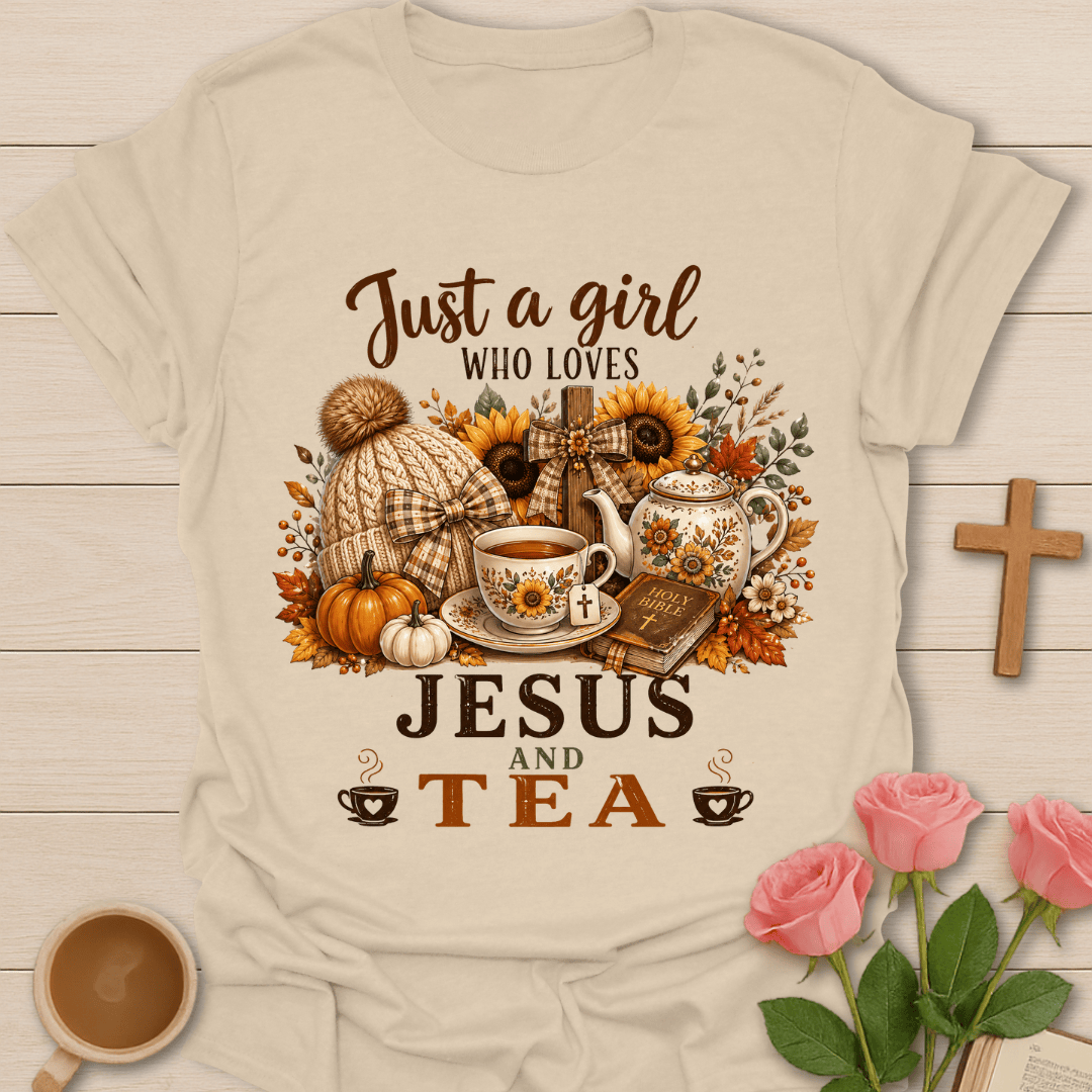 Jesus and Tea Girl T-Shirt KozzyCo Christian and tea lover design
