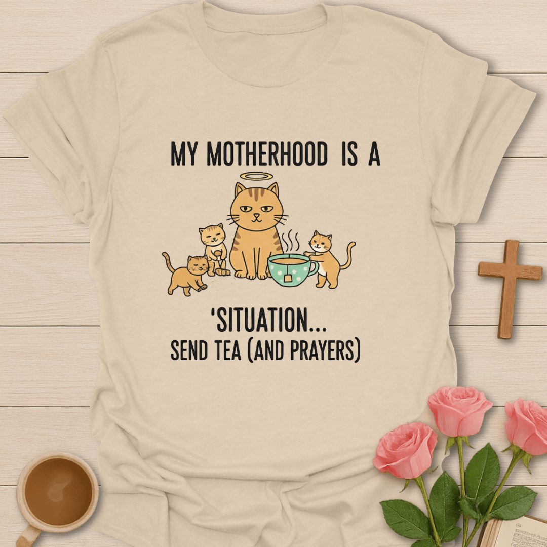 Faith & Motherhood Cat Tea T-Shirt T-Shirt
