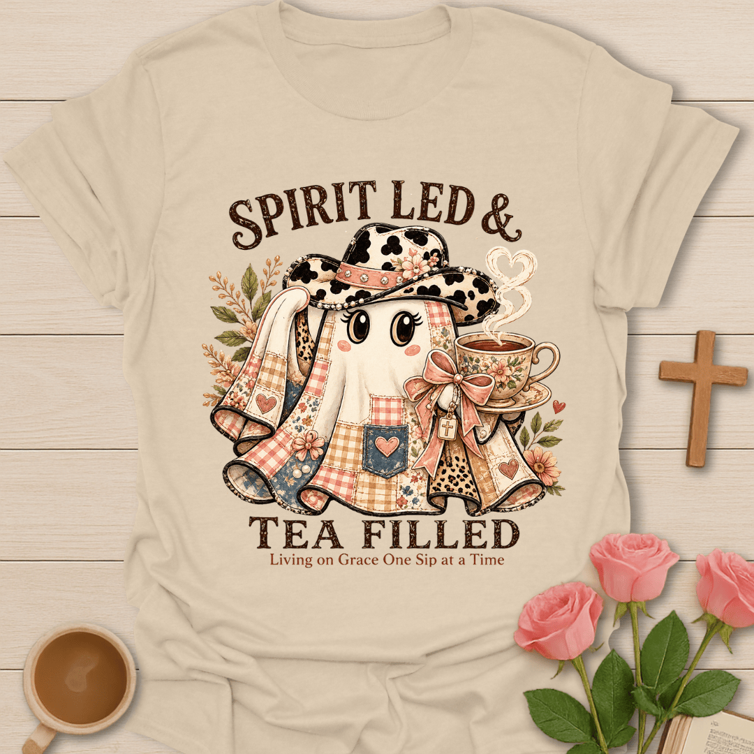 Spirit Led Tea Filled T-Shirt KozzyCo Christian and tea lover design