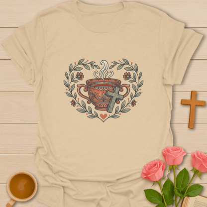 Faith & Tea Floral Heart  T-Shirt