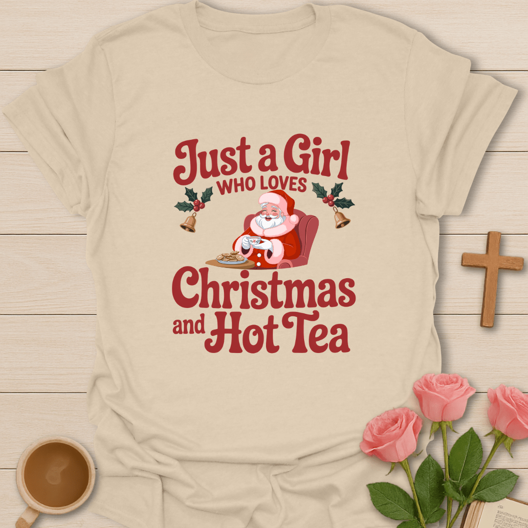 Girl Christmas & Hot Tea T-Shirt T-Shirt