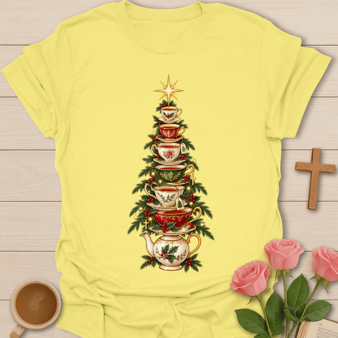 Tea Cup Teapot Christmas Tree T-Shirt