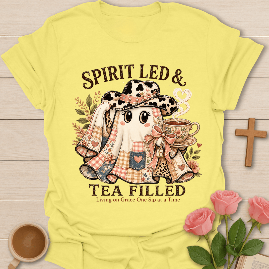 Spirit Led Tea Filled T-Shirt KozzyCo Christian and tea lover design