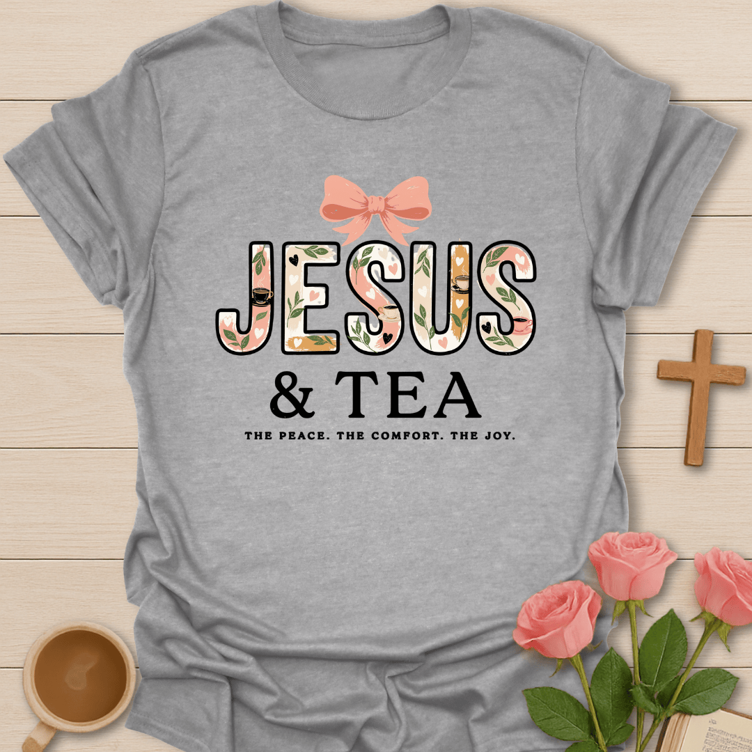 Jesus Peace Comfort Joy T-Shirt KozzyCo Christian and tea lover design