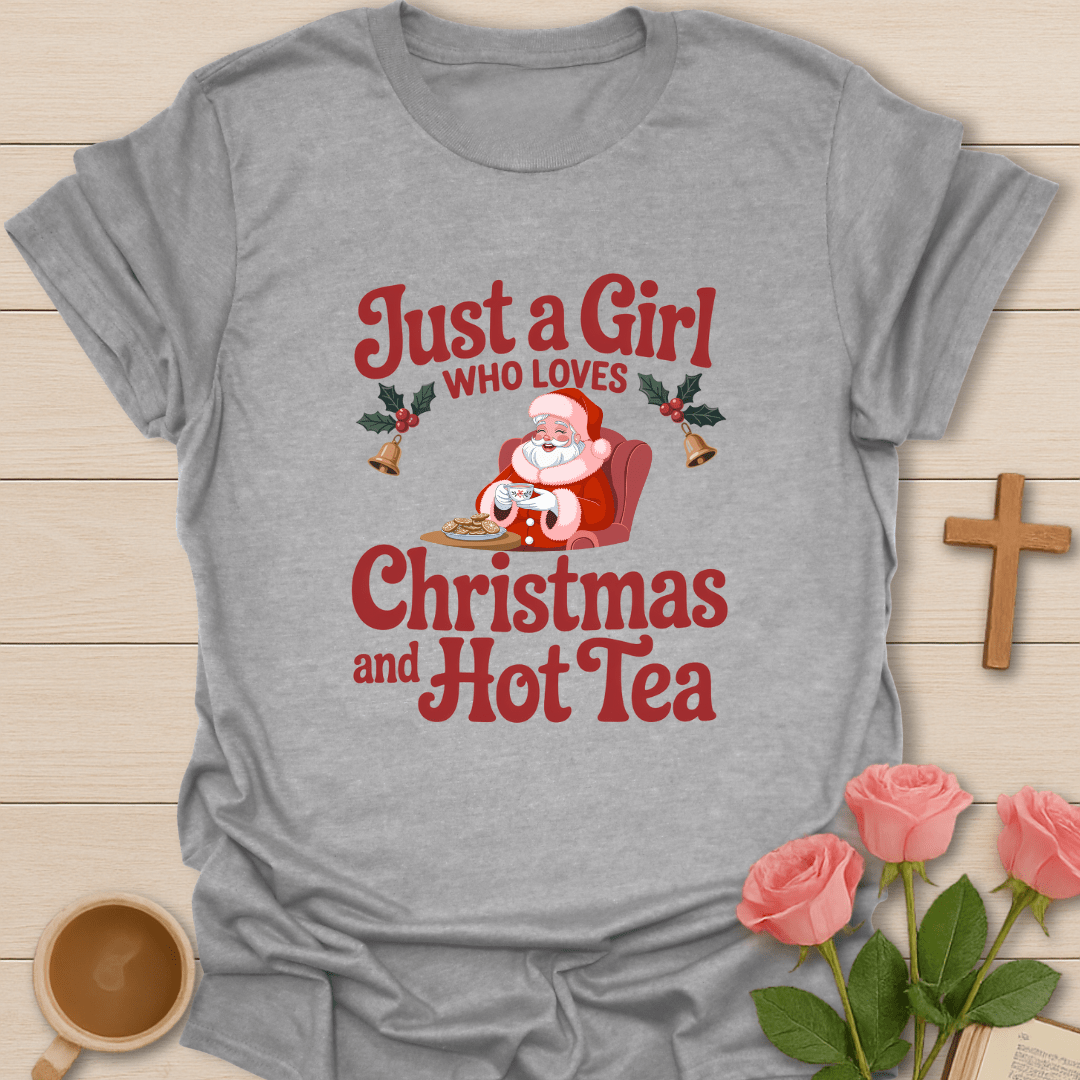 Girl Christmas & Hot Tea T-Shirt T-Shirt