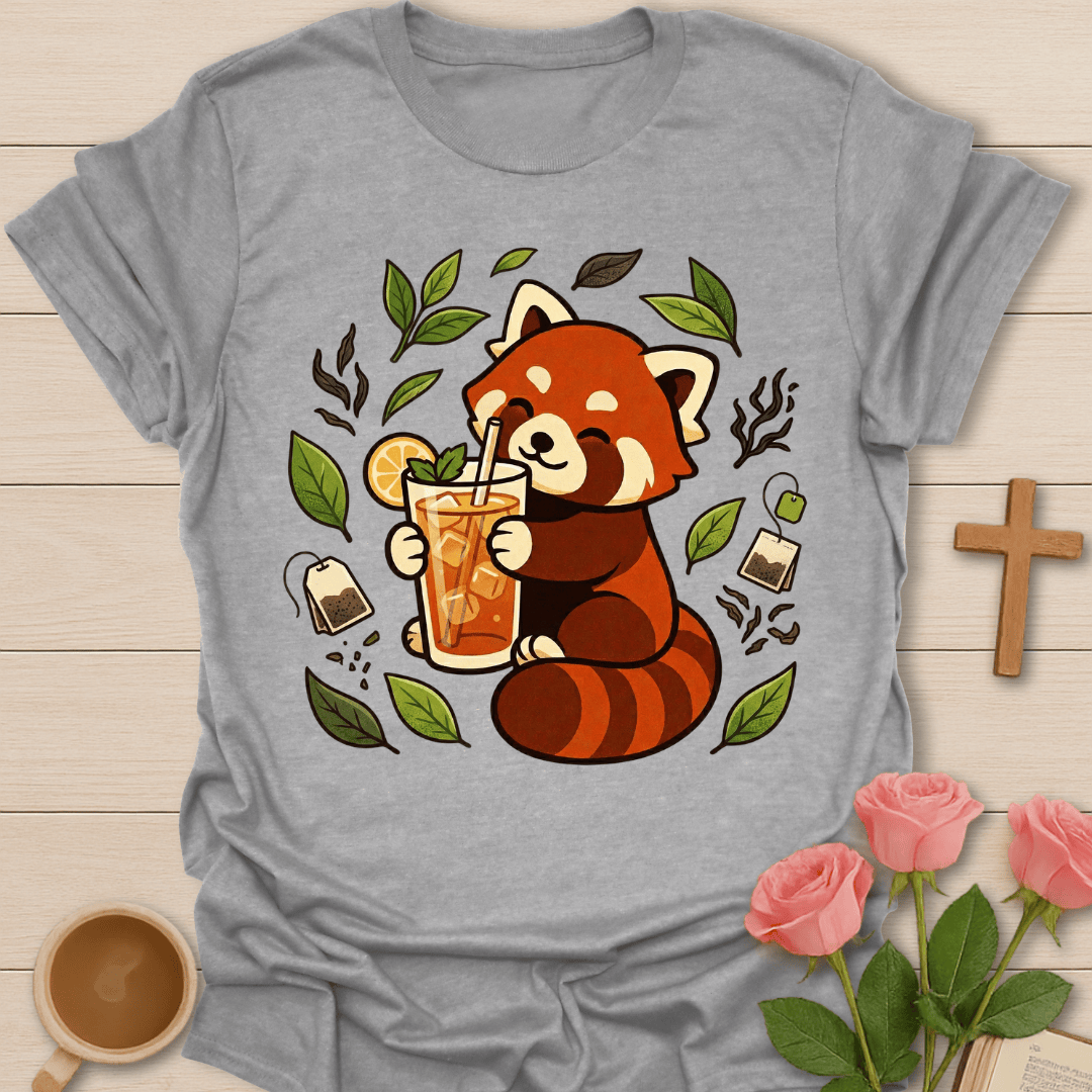 Cozy Raccoon Tea Lover T-Shirt T-Shirt